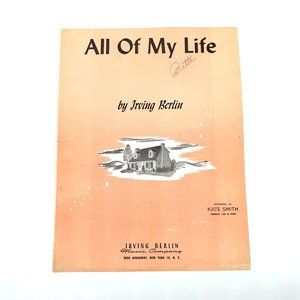 Vintage Sheet Music 1944 All Of My Life Voice Piano Guitar Irving Berlin
